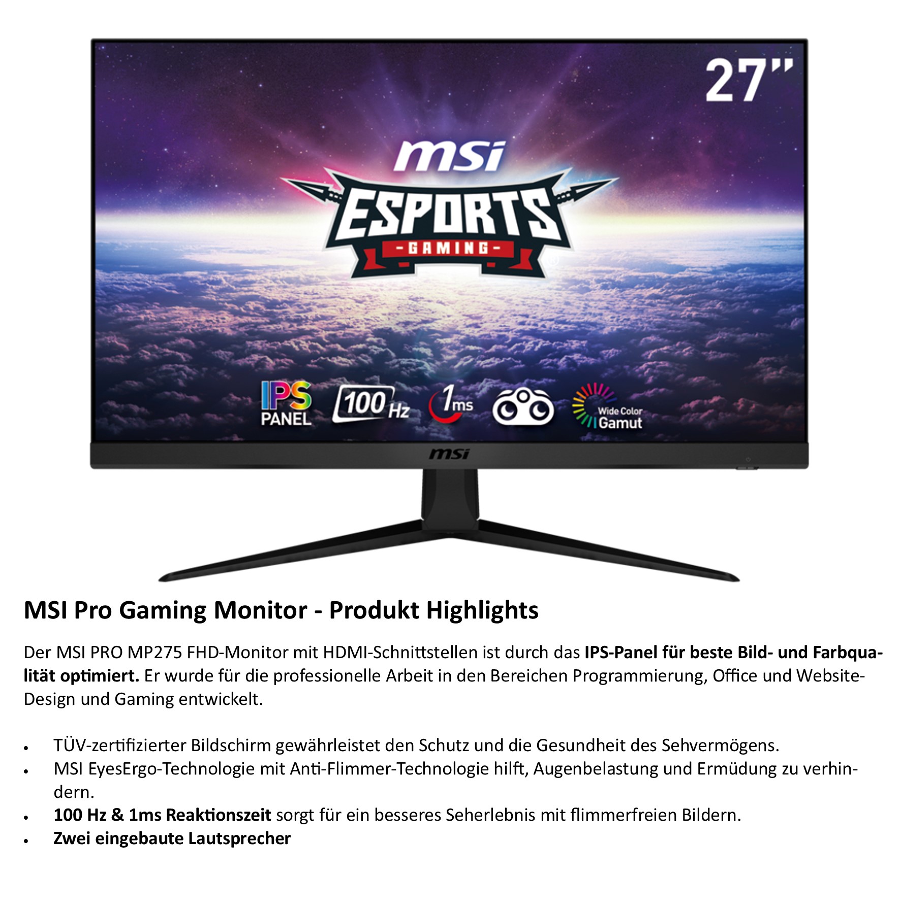 MSI PRO MP273DE, 27"